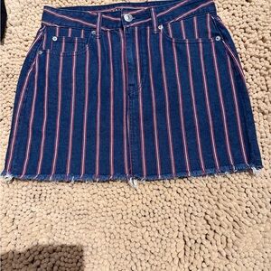 American Eagle Outfitters Blue and Red Striped Mini Skirt
